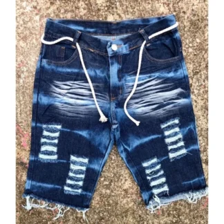 Kit 2 Bermudas Jeans Rasgada Clara e Escura