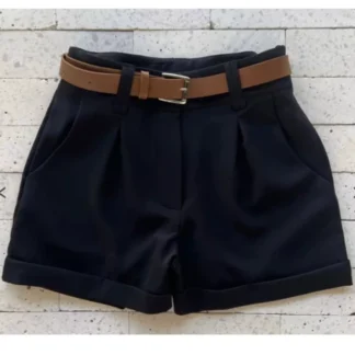 Short Alfaiataria Feminino Com Cinto Cintura Alta Com Bolso ENVIO IMEDIATO