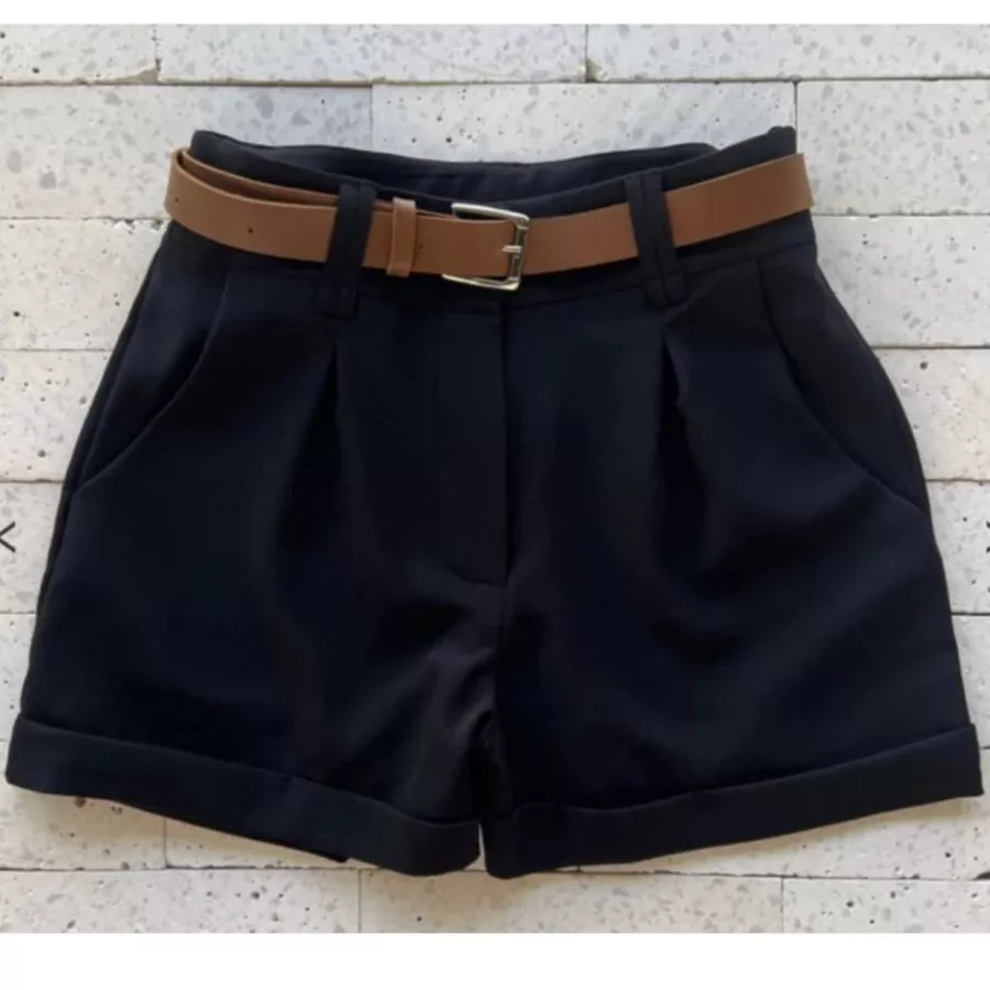 Short Alfaiataria Feminino Com Cint...