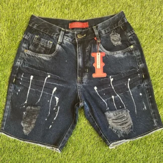 Bermuda Jeans Jogador Respingo Tinta Slim
