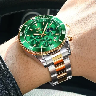 Relogio OLEVS 2870 Luxo Dourado Cronografo