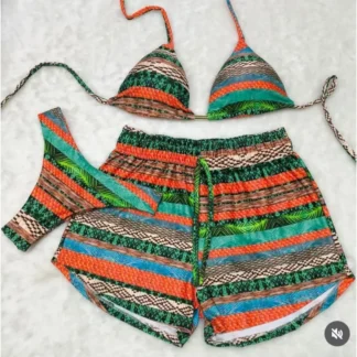 Conjunto Biquíni Feminino 3 Peças Verão com Short