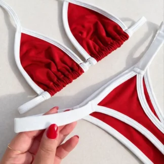 Kit 2 Biquíni Conjunto Fita Cortininha Fio Dental Bronze Bicolor