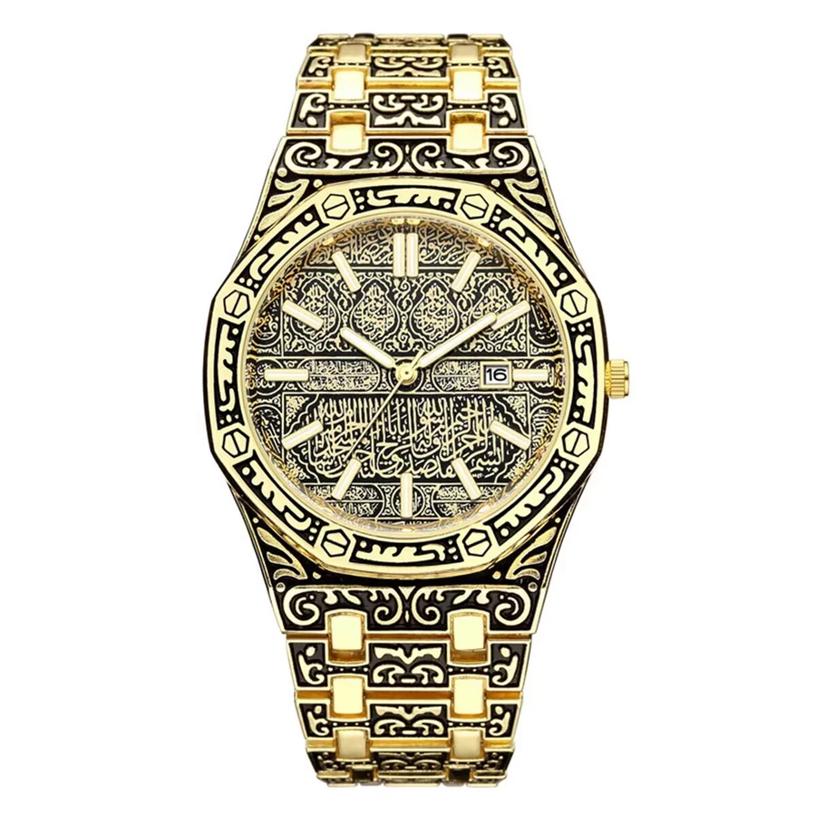 Relogio Masculino Octogonal Dourado