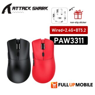 Mouse Gamer Sem Fio Bluetooth R1 Attack Shark PAW3311 1000Hz Tri-Mode Ergonômico | Full UP Mobile