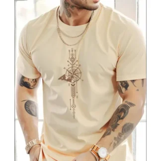 Camiseta BÃºssola Dourada Unissex Manga Curta AlgodÃ£o