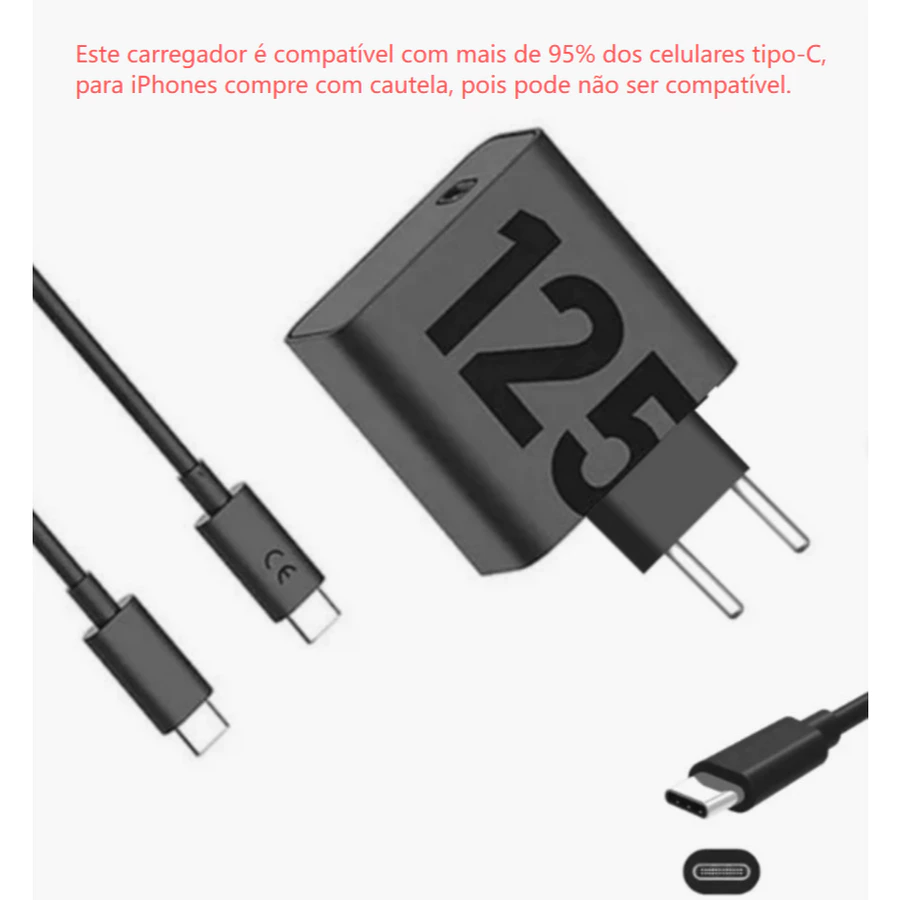 Carregador Turbo 125W Tipo-C Univer...