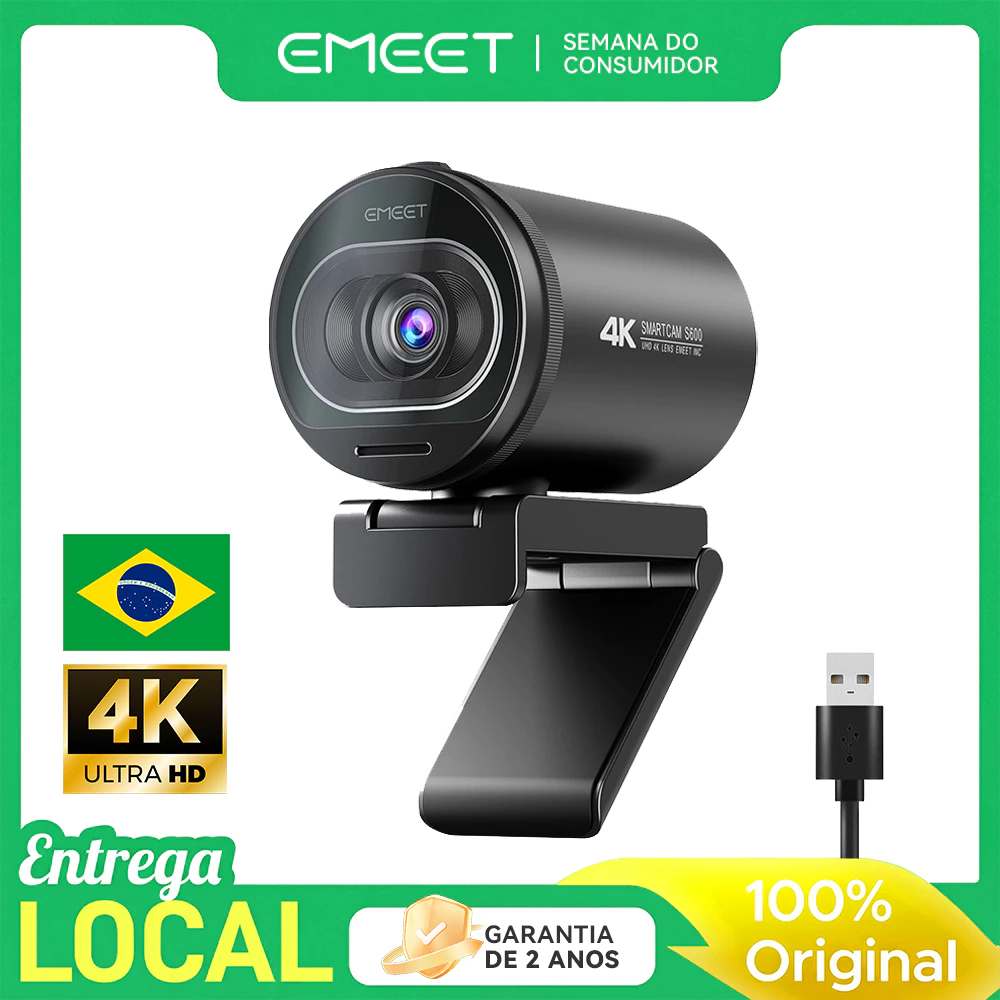 EMEET S600 Webcam 4K Autofoco com M...